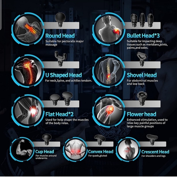 Massage gun with 12 heads - Picture 3 of 11